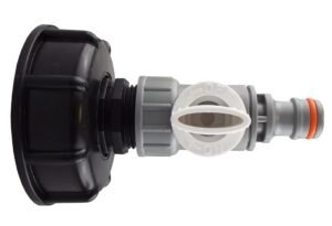 IBC 2” S60X6 Cap with ¾” BSP – Click Lock Valve WL – Heavy Duty Pipe & Hose Fitting UK IBC Tanks Fittings Free Shipping