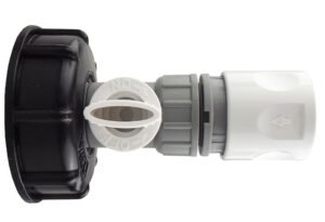 IBC 2” S60X6 Cap with BSP Threaded Valve and Hose Connector – Heavy Duty Pipe & Hose Fitting UK IBC Tanks Fittings Free Shipping