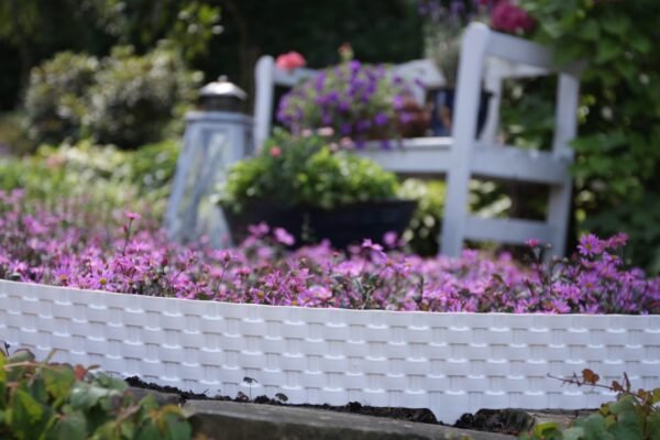 Lawn edging, plastic palisade rattan effect, 2. 4m, black