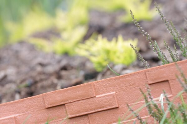 Lawn Edging, Plastic Palisade Slate Effect, 2.38m, Brown