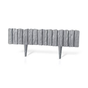 Lawn Edging, Plastic Palisade Wood Effect, 2.32m, Gray