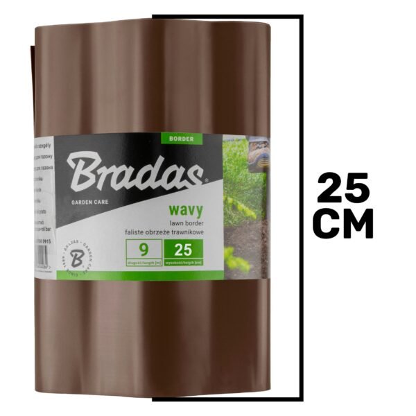 Wavy plastic garden lawn edging, h=25cm, l=9m, brown – plastic lawn edging border uk plastic lawn edging free shipping 3