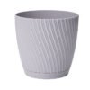 Mika pot with saucer 190mm platinum – home diy accessory uk pots free shipping