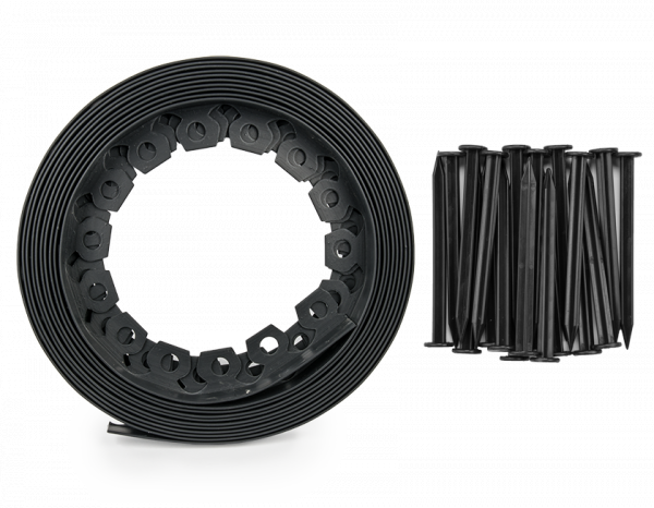 Lawn border set, easy border 100mm black 10m with pegs – plastic lawn edging border uk roll borders free shipping 13
