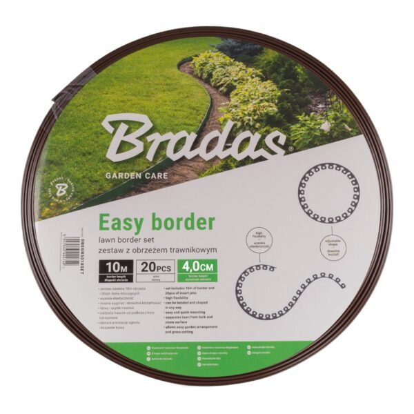 Lawn border set, easy border 40mm brown 10m with pegs – plastic lawn edging border uk roll borders free shipping 12