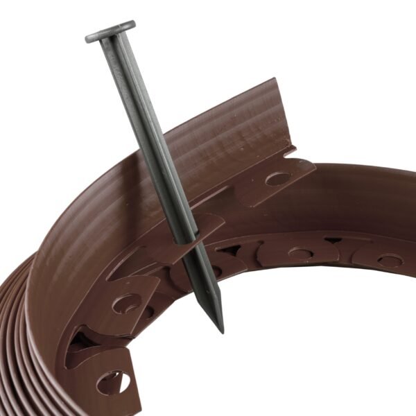 Lawn border set, easy border 40mm brown 10m with pegs – plastic lawn edging border uk roll borders free shipping 5
