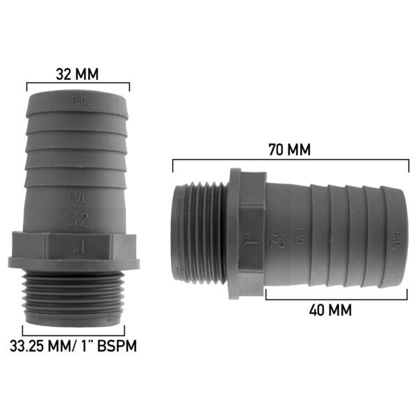 Ibc 2” s60x6 cap with 32mm barb straight – heavy duty pipe & hose fitting uk ibc tanks fittings free shipping 15