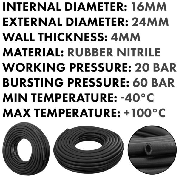 Rubber 16mm braided fuel, oil hose sae j30 r6, 50m – heavy duty pipe & hose fitting uk hose free shipping 2