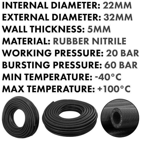 Rubber 22mm braided fuel, oil hose sae j30 r6, 50m – heavy duty pipe & hose fitting uk hose free shipping 2