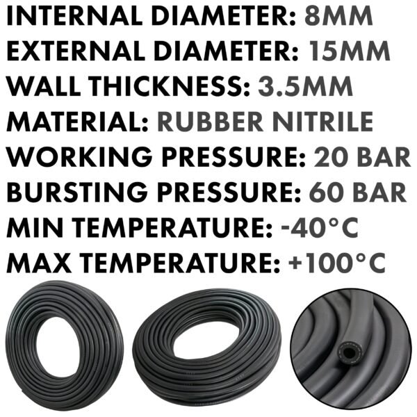 Rubber 8mm braided fuel, oil hose sae j30 r6, 50m – heavy duty pipe & hose fitting uk hose free shipping 2
