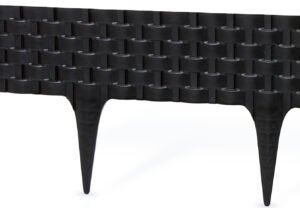 Lawn Edging, Plastic Palisade Rattan Effect, 2.4m, Black