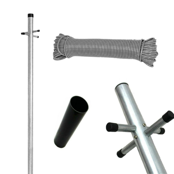Clothes Pole Long-Lasting Galvanised Heavy-Duty Outdoor Laundry Rod Description: Reliable, heavy-duty clothes pole designed for everyday laundry tasks. Built from galvanised steel with a durable zinc coating, it resists rust and weather-related wear, making it suitable for indoor use or sheltered outdoor spaces. Ideal for busy households, DIYers, and families seeking a practical, long-lasting laundry solution. Key benefits: - Durable galvanised steel construction resists rust and corrosion for years of service. - Heavy-duty design supports regular laundry loads with ease. - Zinc-coated finish provides weather resistance in indoor or sheltered outdoor use. - Easy to install with standard mounting methods and simple maintenance. - Clean, unobtrusive look that fits a range of spaces from utility rooms to porches. Key specifications: - Material: Galvanised steel - Finish: Zinc galvanised coating - Use: Indoor and sheltered outdoor drying