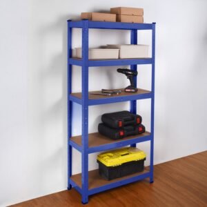 Powder-Coated Shelving Bay: 5 MDF Shelves, Grey or Blue