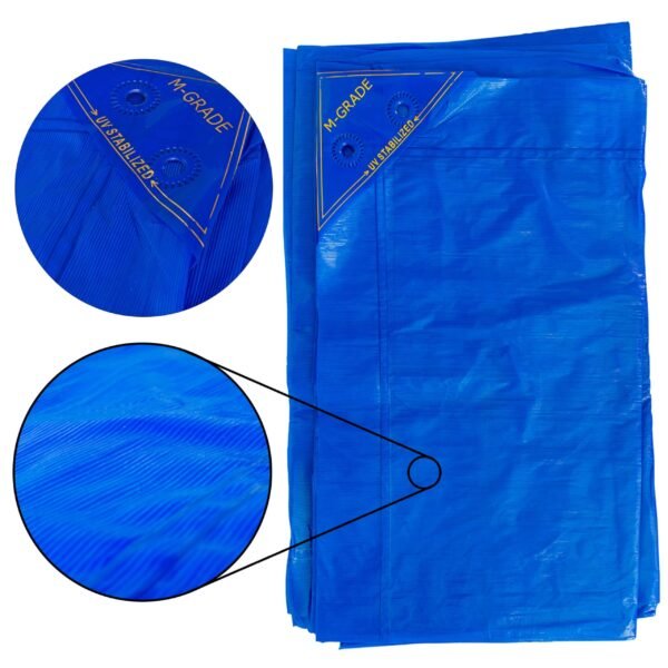 Blue medium duty tarpaulin 3m x 3m 100g/sqm free shipping 9