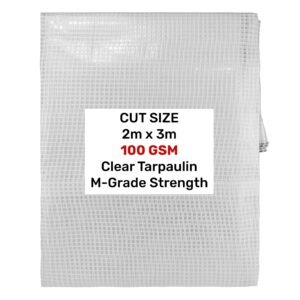 Clear 2m x 3m Waterproof Tarpaulin 100gsm – Heavy Duty M-Grade Cover for Garden, Camping & Construction New Arrivals Free Shipping