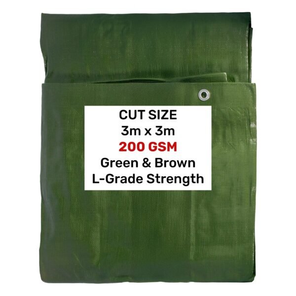 Green/Brown L-Grade Tarpaulin 3m x 3m New Arrivals Free Shipping 5