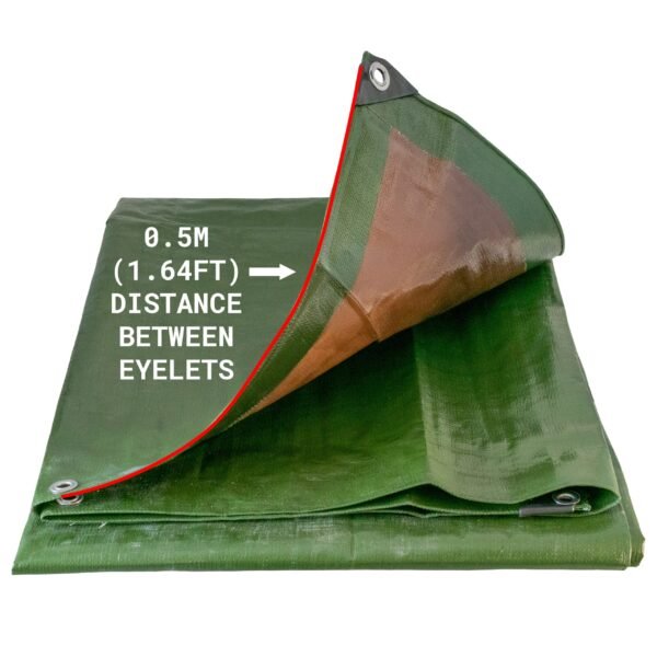 Green/Brown L-Grade Tarpaulin 5m x 6m