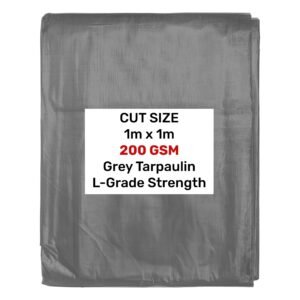 Grey 1m x 1m Waterproof Tarpaulin 200gsm – Heavy Duty L-Grade Cover for Garden, Camping & Construction New Arrivals Free Shipping