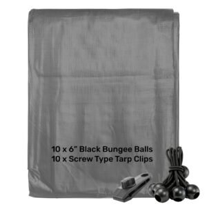 Grey 6" Bungee Ball Tarpaulin Ties – Heavy Duty Elastic Tarp Fasteners