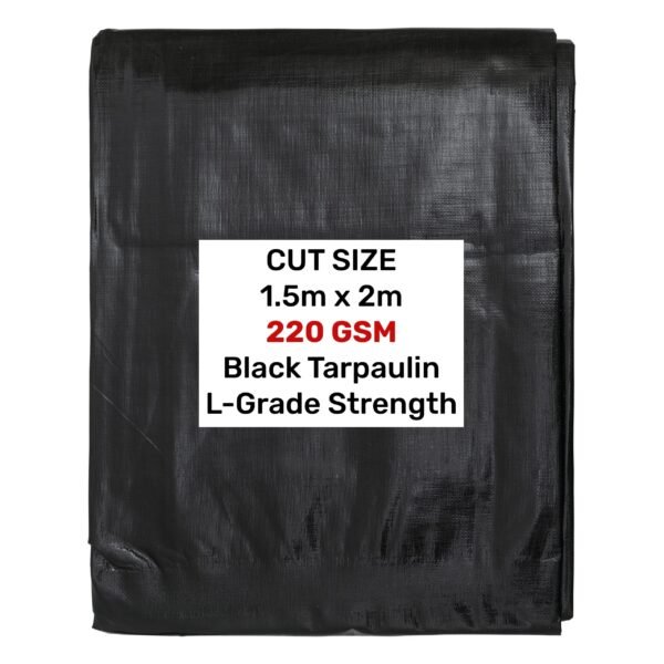 Black 1. 5m x 2m waterproof tarpaulin 200gsm – heavy duty l-grade cover for garden, camping & construction new arrivals free shipping 5