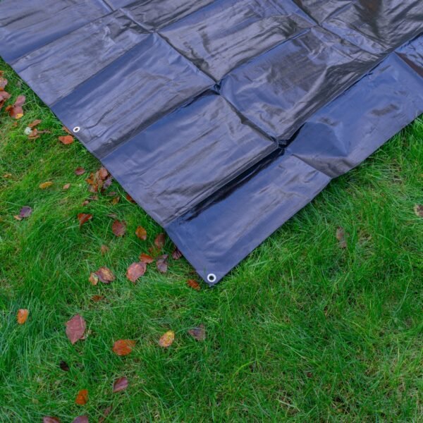 Black/Silver L-Grade Tarpaulin with 10 x 6" Bungee Balls