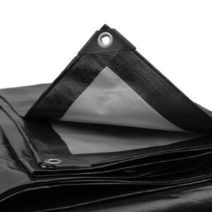 Black/Silver L-Grade Tarpaulin with 10 Metres of 8mm Bungee