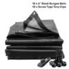 Black/silver heavy duty tarpaulin 1m x 1m with 10 x 6″ bungee balls (black) & 10 tarp clips (screw type) kit tarp sets free shipping