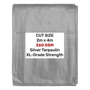 Silver 2m x 4m Waterproof Tarpaulin 200gsm – Heavy Duty L-Grade Cover for Garden, Camping & Construction New Arrivals Free Shipping