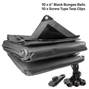 Black 6" Bungee Ball Tarpaulin Ties – Heavy Duty Elastic Tarp Fasteners