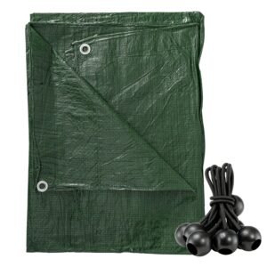 Green S-Grade Tarpaulin with 10 x 6" Bungee Balls (Black)