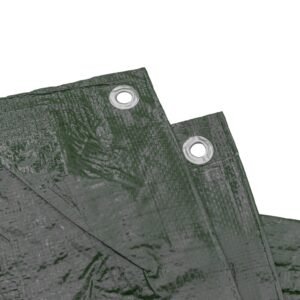 Green M-Grade Tarpaulin with 10m of 6mm Bungee Rope and 10 x