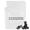 White medium duty tarpaulin 1. 5m x 2m with 10 x 6″ bungee balls (black) & 10 tarp clips (screw type) kit new arrivals free shipping