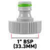 Female Tap Connector 1" or 3/4" BSP Female, Green/Gray