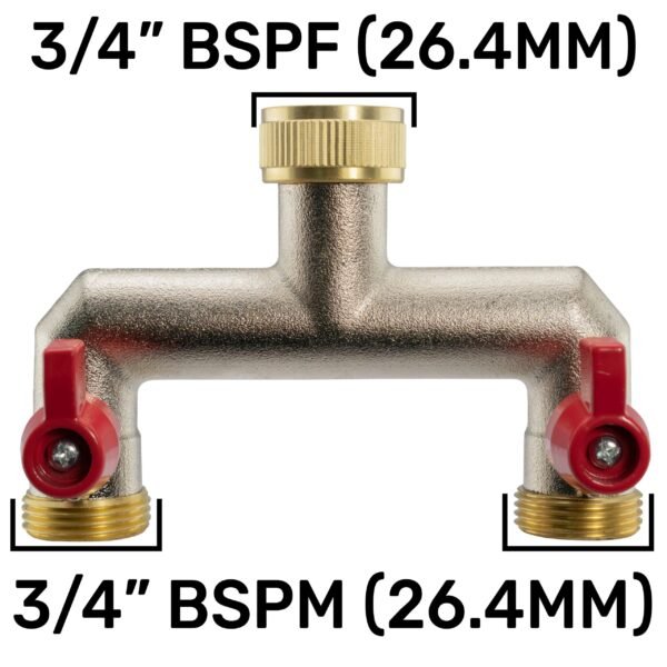 Two way tap splitter brass 3/4 inch bsp with quick connect – heavy duty outdoor garden tap uk garden hose connection set free shipping 7