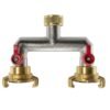 Two way tap splitter brass 3/4 inch bsp with geka type outlets – heavy duty pipe & hose fitting uk