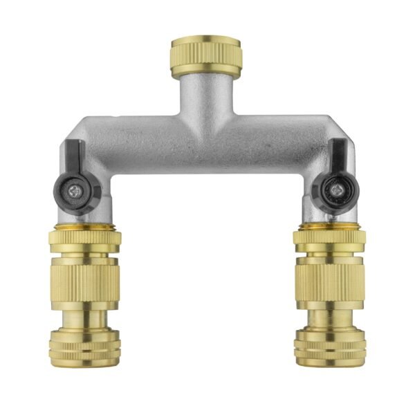 Two Way Tap Splitter Brass 3/4" BSP with Quick Connect and
