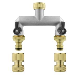 Two Way Tap Splitter Brass 3/4" BSP with Quick Connect and