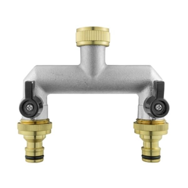Two Way Tap Splitter Brass 3/4" BSP with Quick Connect and