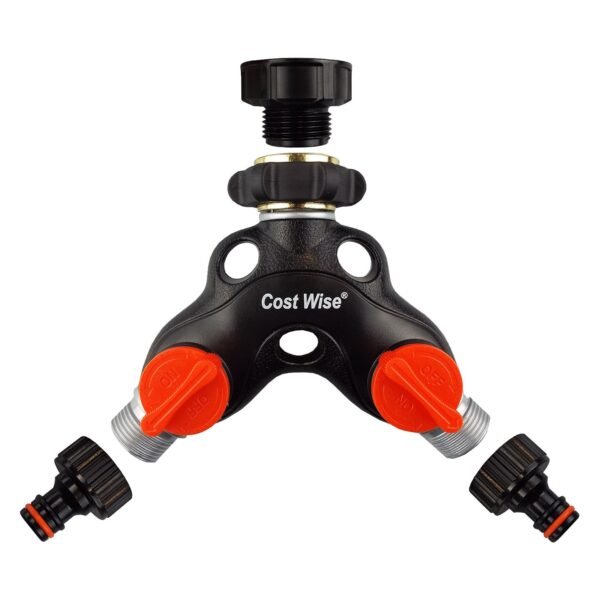 Double Tap Connector with Valves Metal Home & Garden Free Shipping 5