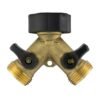 Double tap connector with valves & threaded outlets brass – outdoor tap connector uk garden hose fitting garden hose connection set free shipping 13