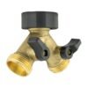 Double tap connector with valves & threaded outlets brass – outdoor tap connector uk garden hose fitting garden hose connection set free shipping 15