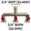 Three way tap splitter brass 3/4 inch bsp with geka type outlets – heavy duty pipe & hose fitting uk geka fittings free shipping 21