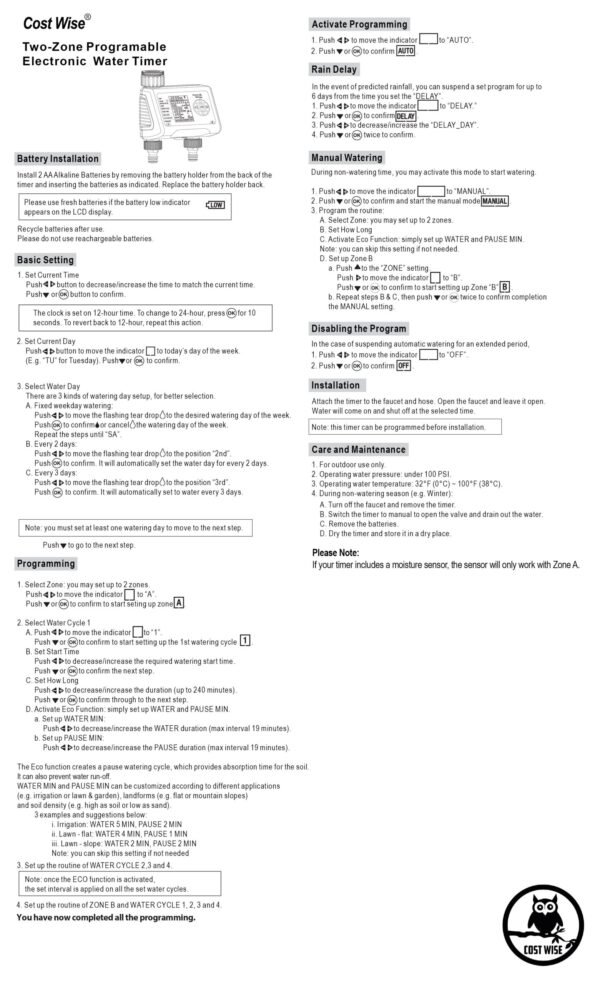 Cost Wise Double Outlet Water Timer