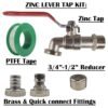Lever tap kit with barb/quick connect outlet, 1/2 inch and 3/4 inch – home diy accessory uk wall tap connection kits free shipping 93