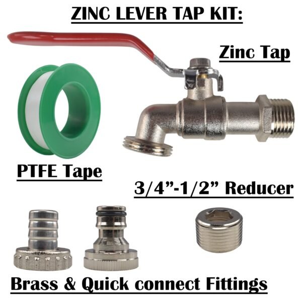 Lever tap kit with barb/quick connect outlet, 1/2 inch and 3/4 inch – home diy accessory uk wall tap connection kits free shipping 47