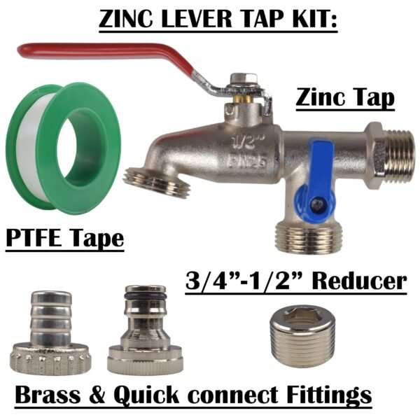 Double Lever Tap Kit with Barb/Quick Connect Outlet, 1/2"