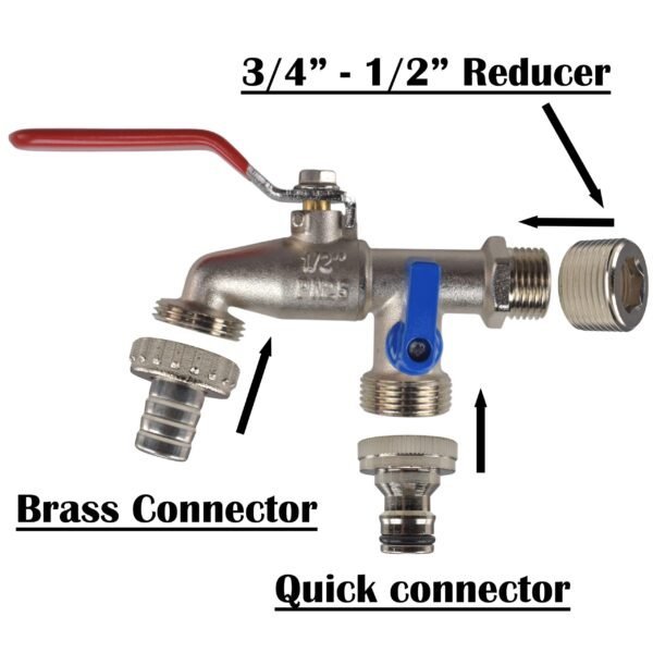 Double Lever Tap Kit with Barb/Quick Connect Outlet, 1/2"