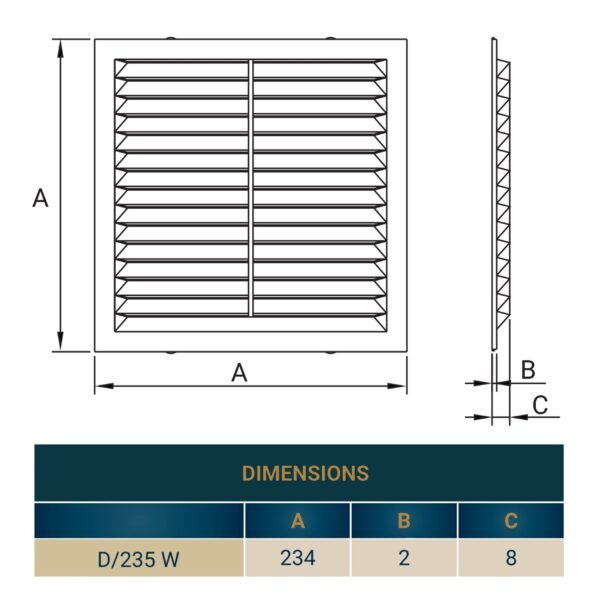 Louvre Vent D/235W 235mm X 235mm with Fly Screen Louvre Vents Free Shipping 21