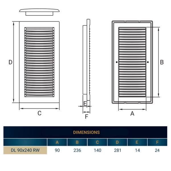 Louvre Vent White DL/90X240RW LUX With Fly Mesh Louvre Vents Free Shipping 25