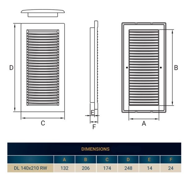 Louvre vent white dl/140x210 rw lux with fly mesh – louvre air vent cover uk louvre vents free shipping 8
